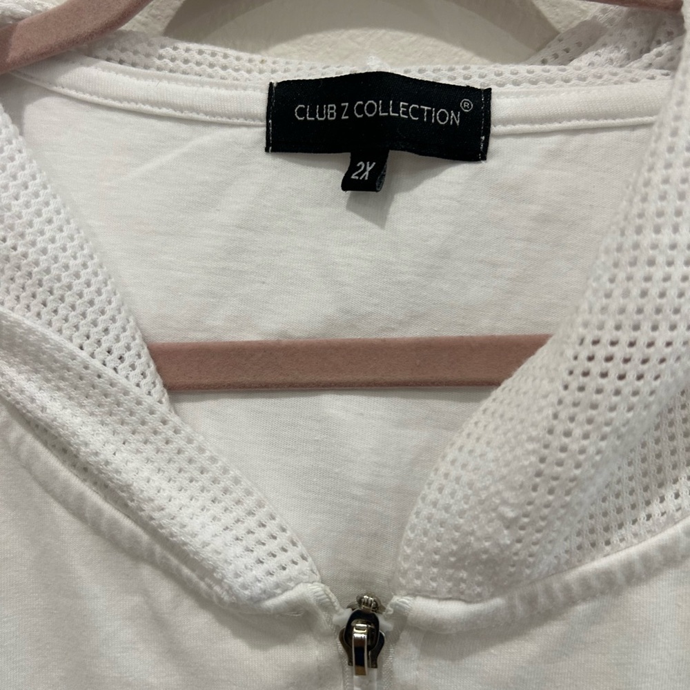White Hooded Sleeveless Zip-Up Vest cover up - Picture 4 of 6
